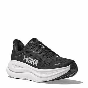 NEW HOKA men's bondi 9 shoe in black/white